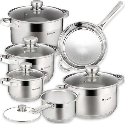 Daniks Standard 11-Piece Stainless Steel Cookware Set by Daniks