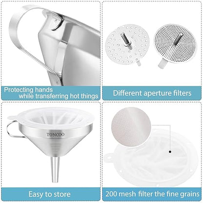 Toncoo 3 Pack Stainless Steel Funnels - Image 5