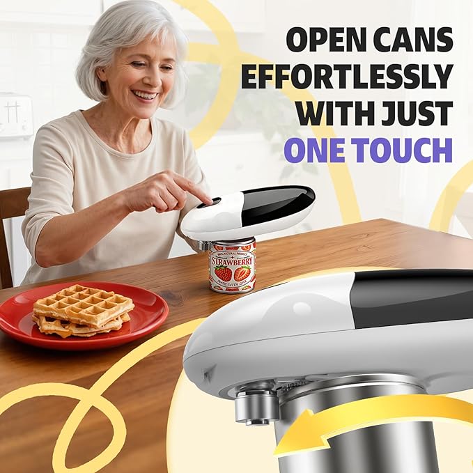 Handsfree One Touch Electric Can Opener, Smooth Edge Automatic Can Opener Fits - Image 2