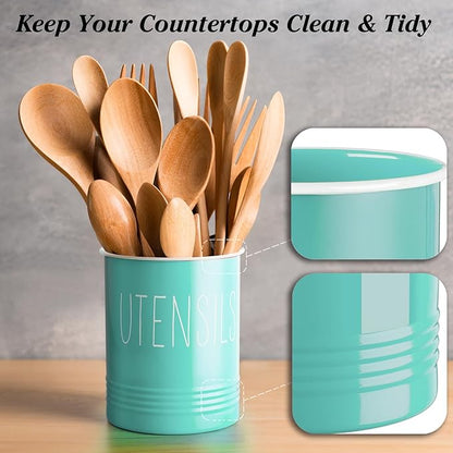 Bivvclaz Teal Kitchen Utensil Holder, 6.7" Utensil Holder - Image 4