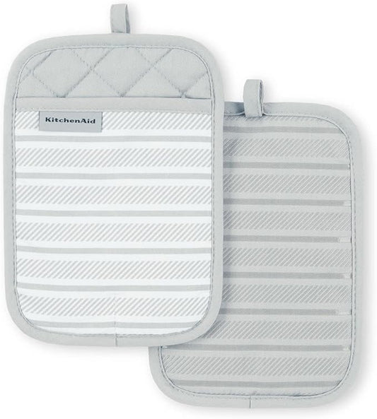 KitchenAid Albany Pot Holder 2-Pack Set, Matte Grey by KitchenAid