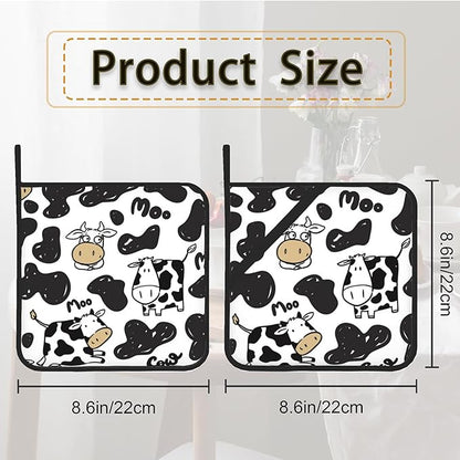 Cow Skin Pot Holder Set of 2, Heat Resistant Potholders Oven Hot Pads - Image 2