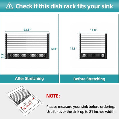 JASIWAY Roll Up Dish Drying Rack, Expandable Stainless Steel Portable Over The - Image 3