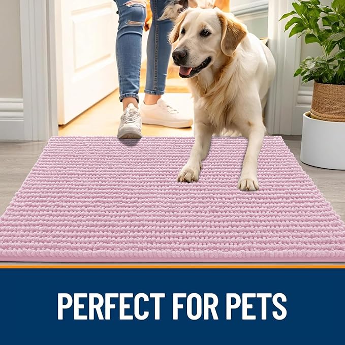 OLANLY Dog Door Mat for Muddy Paws 36x24, Ultra Absorbent Chenille Mud Doormat - Image 6