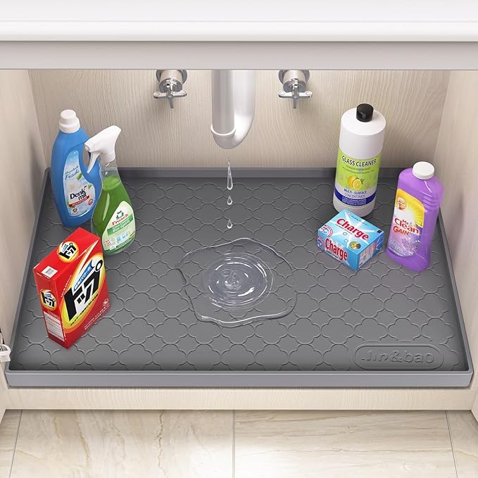 Jin&Bao Waterproof Under Sink Mat 22" x 22", Thick Silicone Mat Cabinet - Image 3