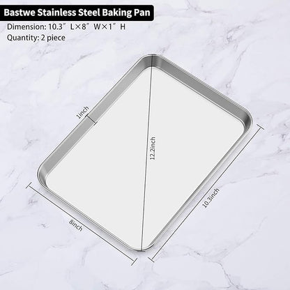 Baking Sheets Set of 2, Bastwe Stainless Steel Baking Pan Tray Cookie Sheet - Image 5