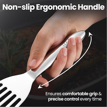 Stainless Steel Fish Spatula Set – 1 Large Fish Turner + 1 Small Metal Spatula - Image 4