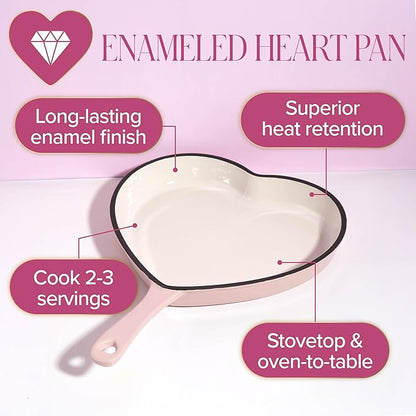Paris Hilton Enameled Cast Iron Heart Skillet Pan, Superior Heat Retention - Image 2
