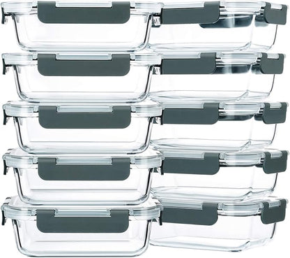 M MCIRCO 10-Pack, 22 Oz Glass Meal Prep Containers, Glass Food Storage by MMCIRCO