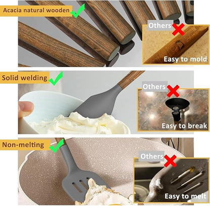 Umite Chef Silicone Cooking Utensil Set, 8-Piece Kitchen Utensils Set - Image 6