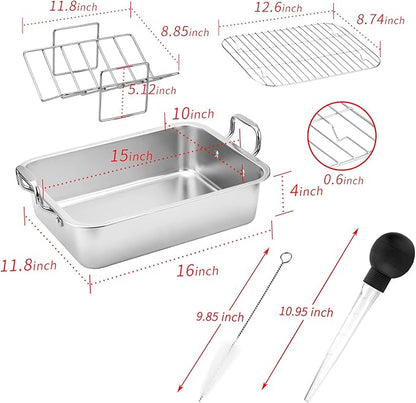 15 Inch Stainless Steel Roasting Pan - Image 3