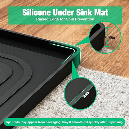Aisslro Under Sink Mat 25" X 19", Waterproof Silicone Under Sink Mats - Image 5