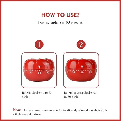 Jayron JR-WG017 Kitchen Cooking Timer Tomato Cartoon Mechanical Countdown Hour - Image 2