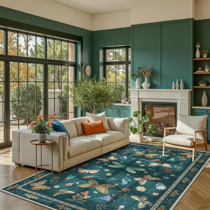 5x7 Washable Area Rugs for Bedroom & Living Room by Rugxara
