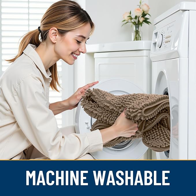 Smiry Dog Door Mat for Muddy Paws 36x24, Absorbent Dirt Trapper, Non-Slip - Image 5