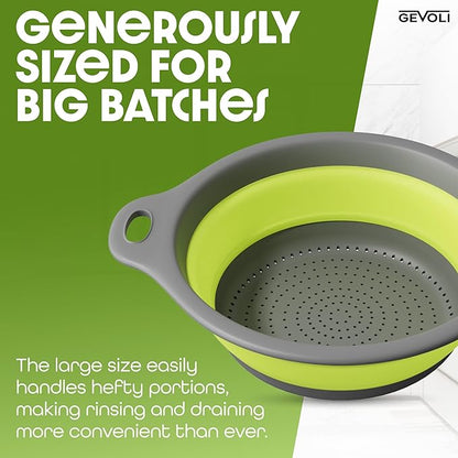 Gevoli Large Collapsible Colander - 5Qt Side Drain Food Strainer - Image 7