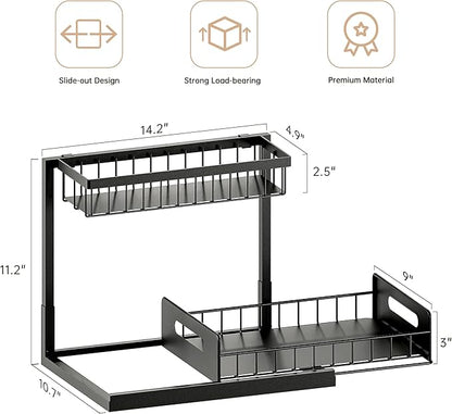 VUSIGN Under Sink Organizers Storage, 2 Tier Under Cabinet Organizer Shelf - Image 2