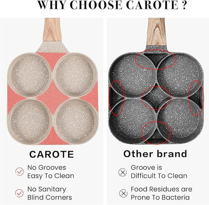 CAROTE Egg Pan Omelette Pan, 4-Cup Nonstick Granite Omelette Skillet - Image 4