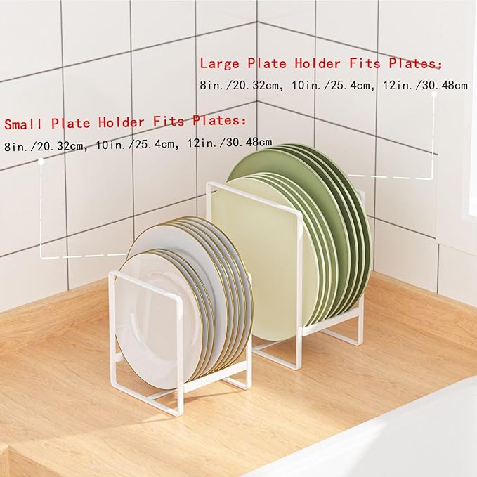 2 Large 1 Small Plate Organizers Holders Upright Cabinet Dish Drying Racks - Image 5