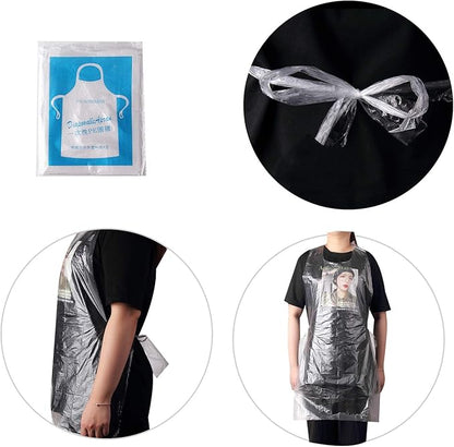 JIAKAI 23 x 37 inches Clear Polyethylene Waterproof Disposable Aprons - Image 4