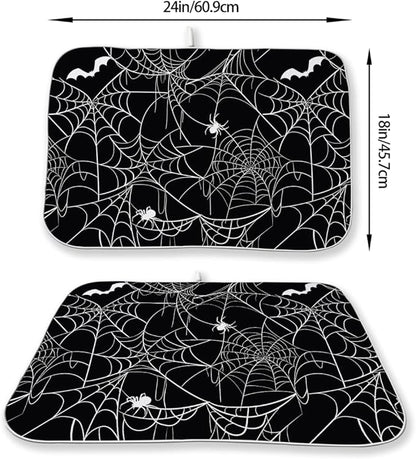 Halloween Dish Drying Mat 18 x 24 Inch Bat Spider Web Drying Mat - Image 6