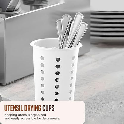 OCS Parts Perforated Utensil Drying Cups | White | Set of 3 | Plastic Flatware - Image 3