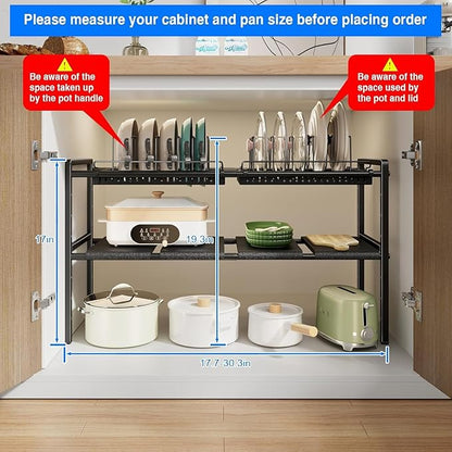 Mustorn Pots and Pans Organizer Under Cabinet, Expandable 1 Tier Under Sink - Image 7