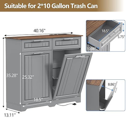 Double 10 Gallon Tilt Out Trash Can Cabinet - Image 6