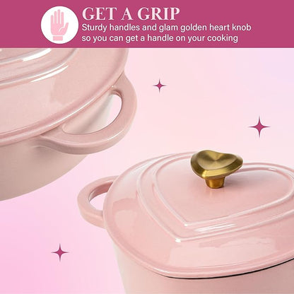 Paris Hilton Enameled Cast Iron Dutch Oven Heart-Shaped Pot - Image 3