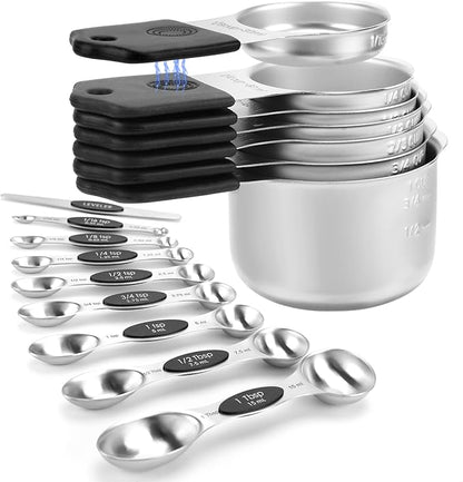 Magnetic Measuring Cups and Spoons Set-Heavy Duty 304 Stainless Steel，Double by HOUJIP