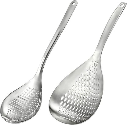 2 Pack Skimmer Slotted Spoon, 13.6 Inch Large Stainless Steel Skimmer Ladle by Suwimut