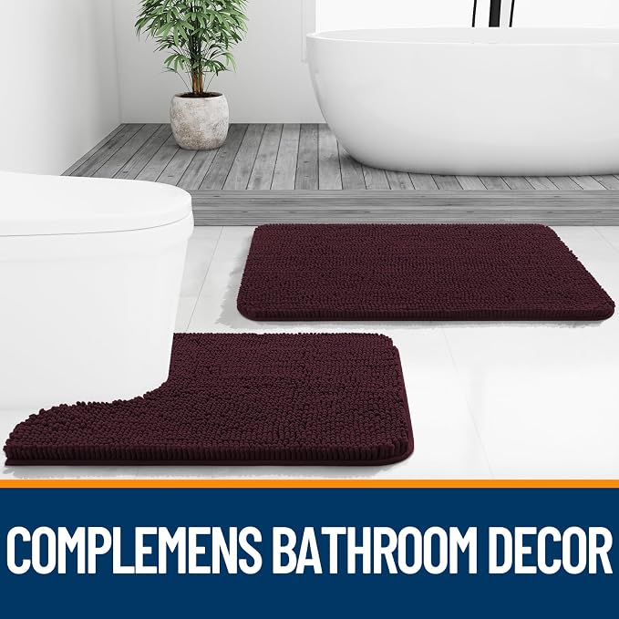 OLANLY Bathroom Rugs 32x20, Extra Soft Absorbent Chenille Bath Rugs, Rubber - Image 7