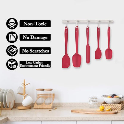 HOTEC Heat Resistant 600℉ BPA-Free Silicone Rubber Spatula Set, Kithchen - Image 5
