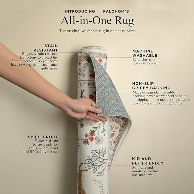 8x10 Area Rugs for Living Room: Washable Bedroom Rug Boho Stain Resistant Non - Image 4