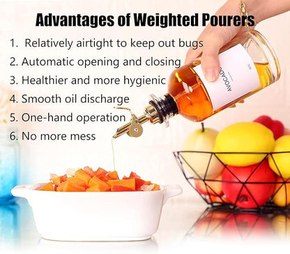 Pafusen 6 Pack Weighted Liquor Pour Spout, Auto Flip Olive Oil Dispenser Spout - Image 2
