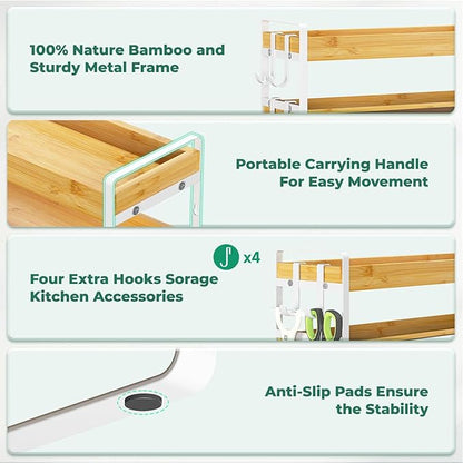 EsLuker.ly Spice Seasoning Rack Organizer Kitchen Countertop, 4 Tier Bamboo - Image 5