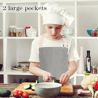 2 Pack Stripes Kids Apron, Kids Cooking Aprons - Image 6