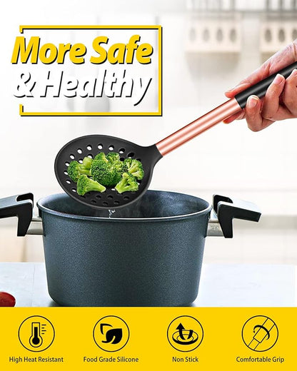 Kitchen Ladle Strainer Set of 2 Large Slotted Spoon - Image 4