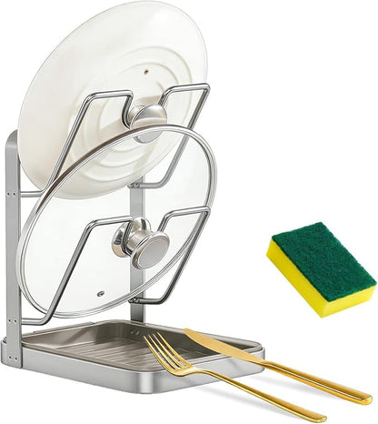 304 Stainless Steel Pot Lid Holder While Cooking, Pot Lid Organizer Rack by Unknown