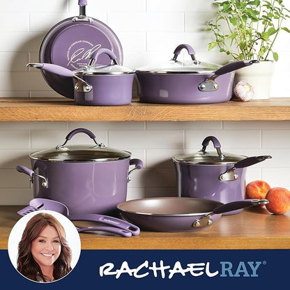 Rachael Ray Cucina Nonstick Cookware Pots and Pans Set, 12 Piece, Lavender - Image 7