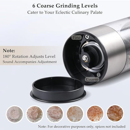 Electric Salt and Pepper Grinder Set, USB Rechargeable, Stainless Steel - Image 5