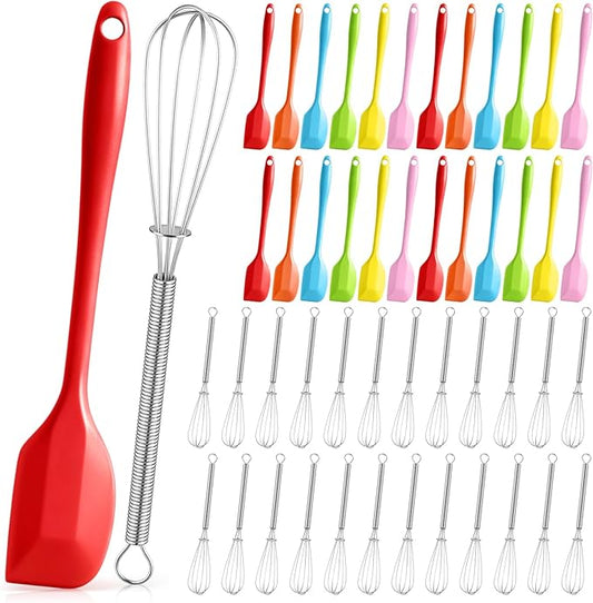 Baderke 24 Set Small Wire Whisk and Silicone Spatula Set Bulk by Baderke