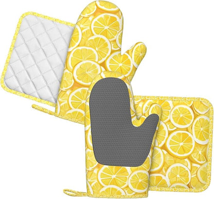 Oven Mitts and Pot Holders Lemon Watercolor Yellow Silicone Kitchen Accessories - Image 2