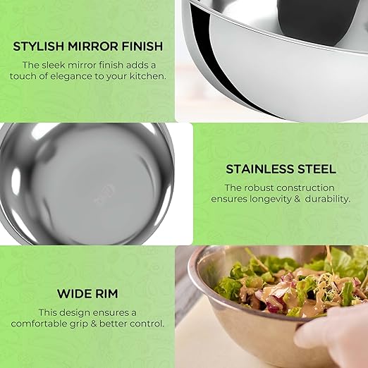 OCS Parts 5 Quart Mixing Bowls | Set of 2 | 11.25-Inch Stainless Steel - Image 5