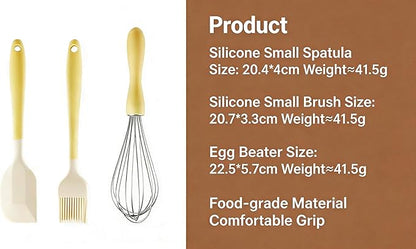 3-Piece Baking Tools Set with Silicone Spatulas, Stainless Steel Whisks & - Image 6