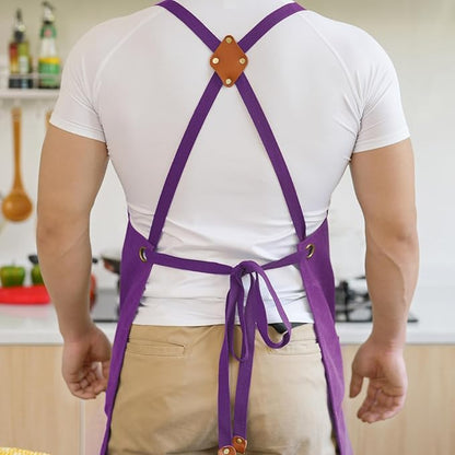 Aoomzoon Canvas Aprons for Men Chef Apron, Work Apron - 16oz Heavy Duty Cross - Image 4