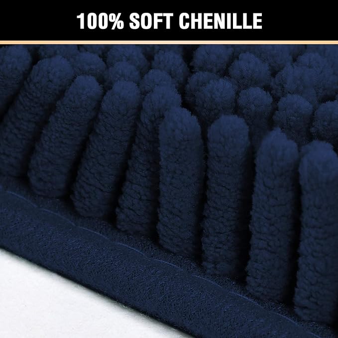 H.VERSAILTEX Navy Bath Mat for Bathroom, Microfiber Bath Rugs Chenille Floor - Image 3