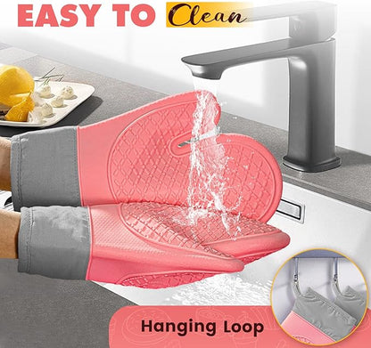 Silicone Oven Mitts, Waterproof Non Slip Grip Oven Gloves - Image 5