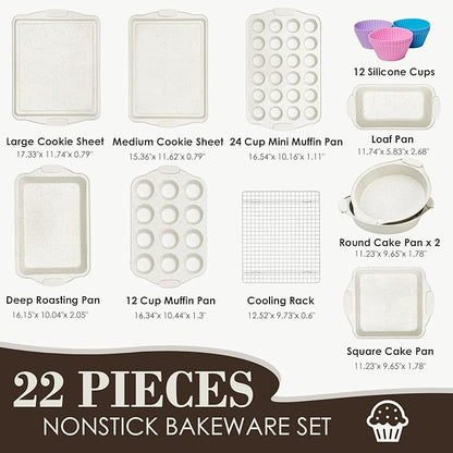 Baking Pans Set Nonstick, Stackable Bakeware Sets - Image 2