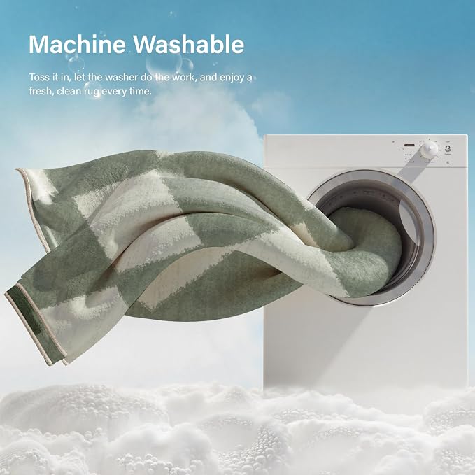 Lahome Zelie Checkered Washable 2x8 Green Runners - Image 4